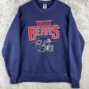 Vintage Russell Athletic Chicago Bears Sweatshirt Navy Mens XL USA 90s